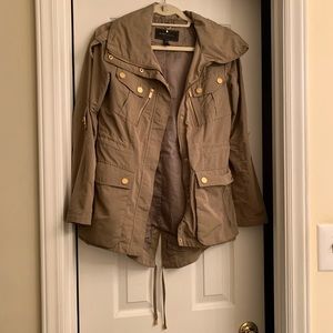 BCBG Max Azria Army Green Anorak with Gold accents